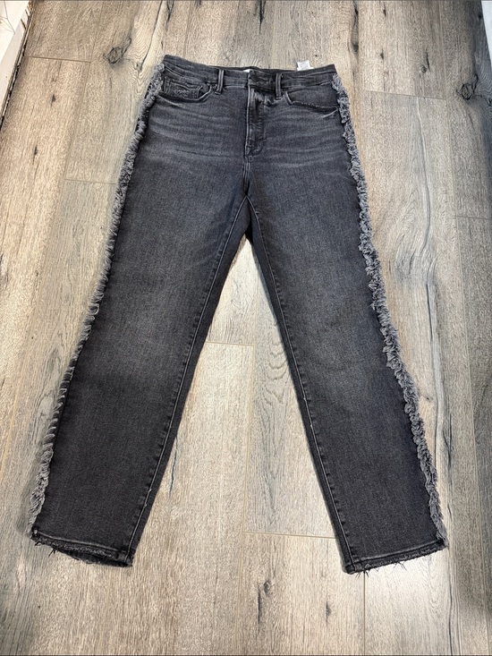 Good American Denim - Good American Washed Black Straight-Leg Jeans with Frayed Side Detail